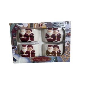 Publix Napkin Holders Christmas Themed Ceramic Santa and Mrs Claus Gift boxed